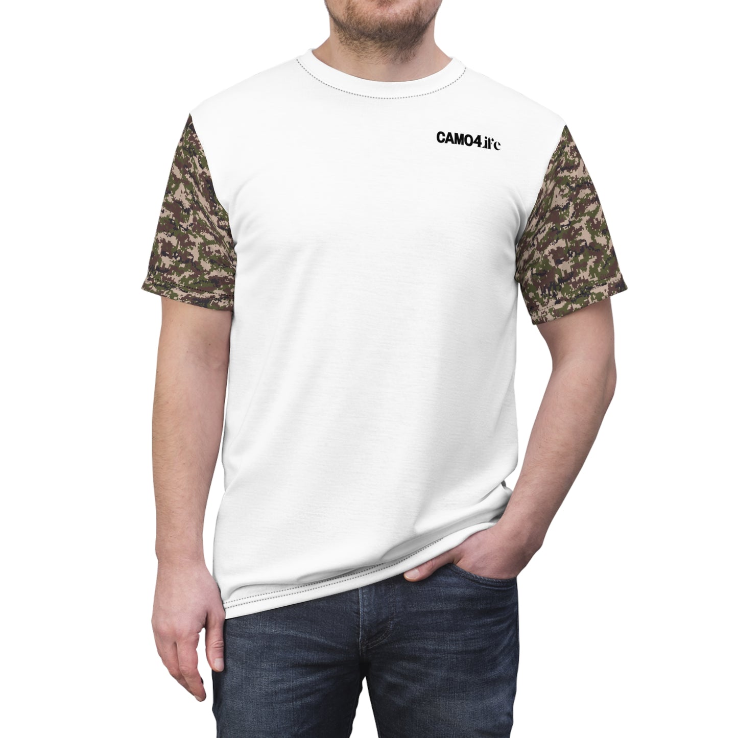 Men's Cut & Sew Tee - Digital Woodland Camo Opt.3