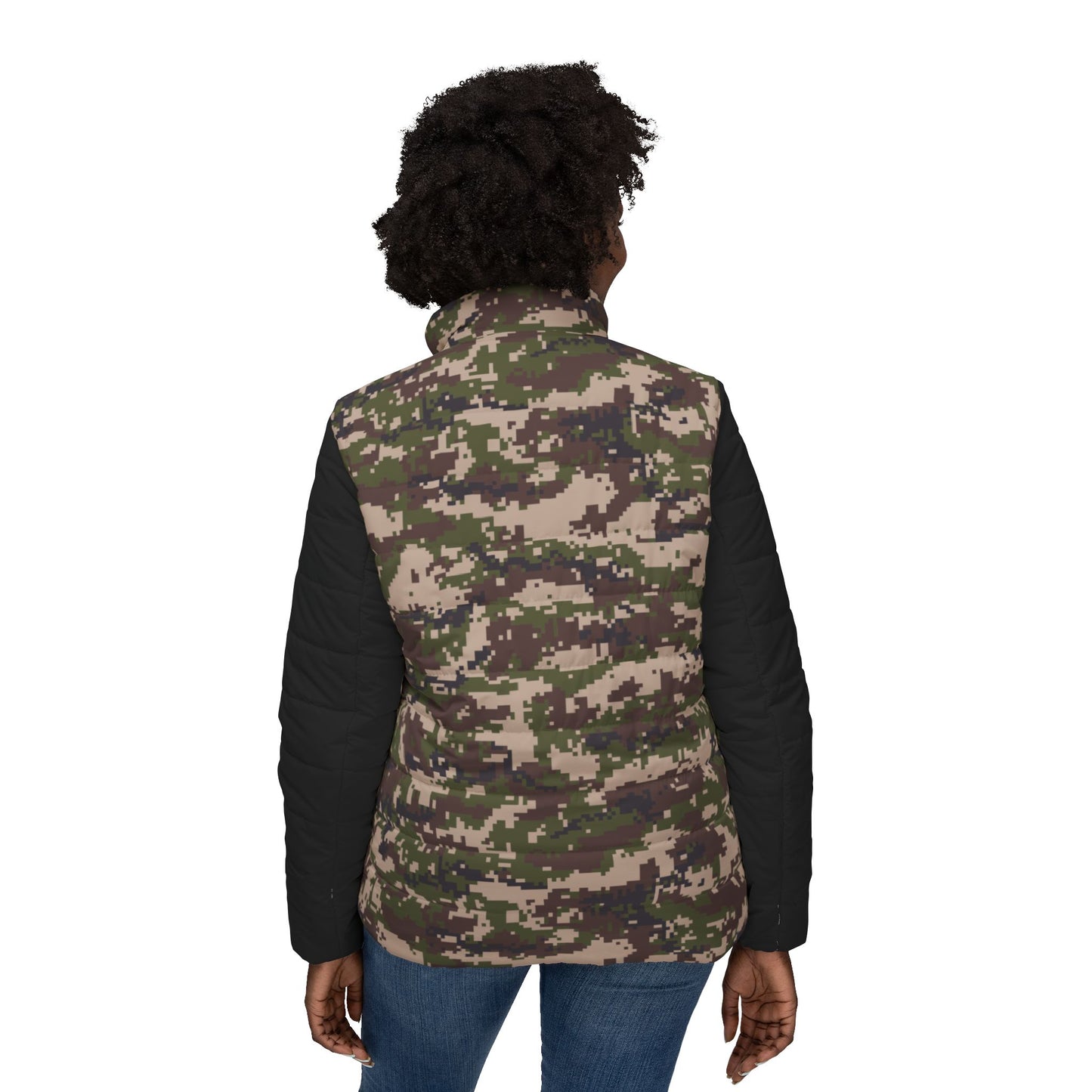 BLK Women’s Puffer Jacket - Digital Woodland Camo - Opt.3