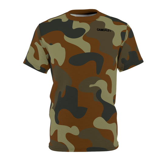 Men's Cut & Sew Tee - Woodland Puzzle Piece Camo GRY/BRN