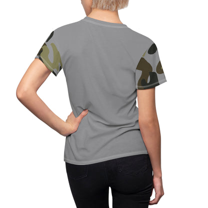 Women's Cut & Sew Tee - Woodland Puzzle Piece Camo - Opt.3 Gray