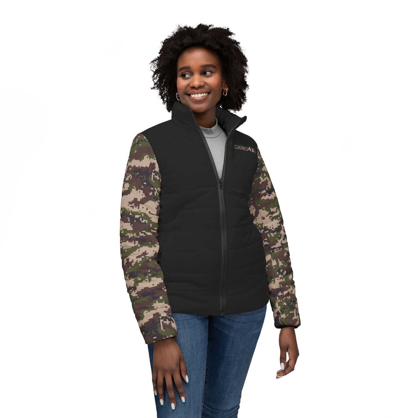 BLK Women’s Puffer Jacket - Digital Woodland Camo - Opt.2