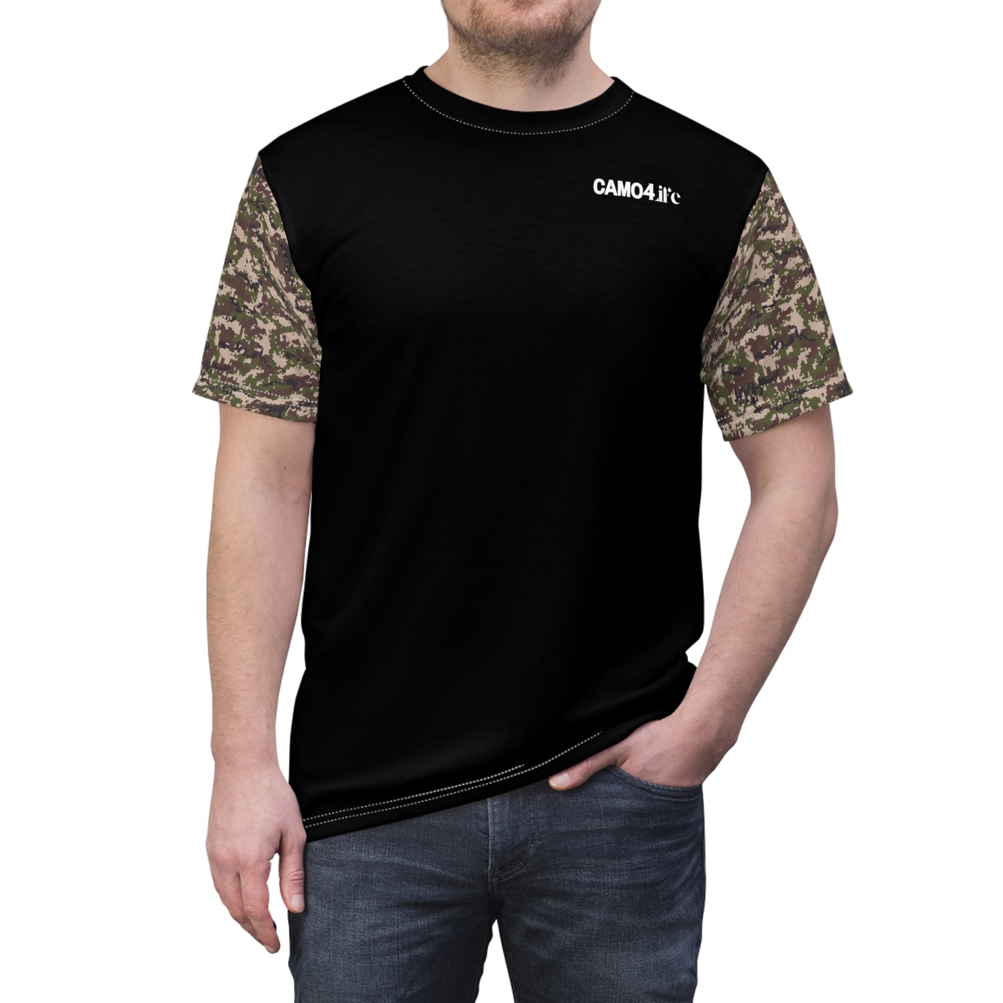 Men's Cut & Sew Tee - Digital Woodland Camo Opt.3