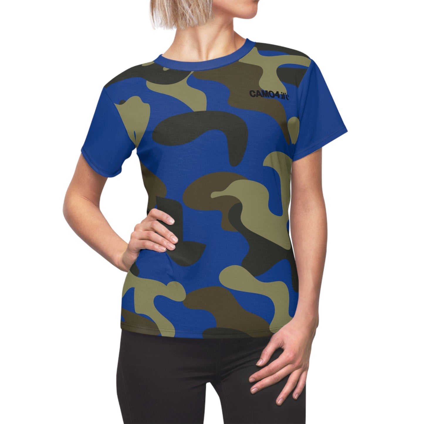 Women's Cut & Sew Tee - Woodland Puzzle Piece Camo Pink