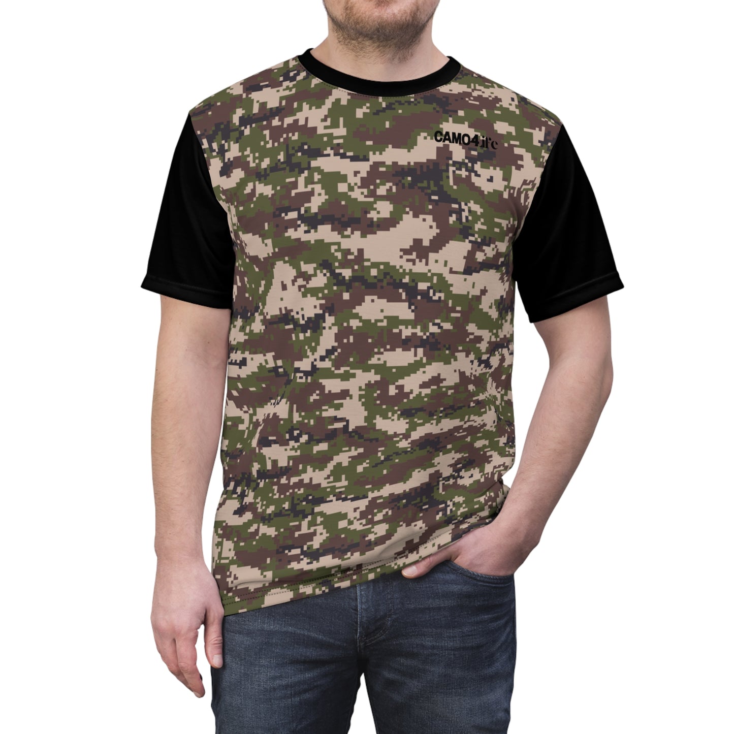 Men's Cut & Sew Tee - Digital Woodland Camo Opt.2