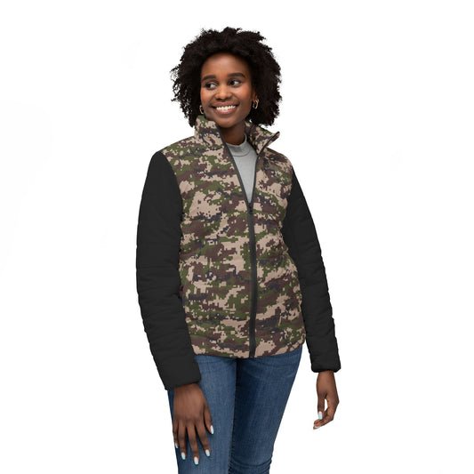 BLK Women’s Puffer Jacket - Digital Woodland Camo - Opt.3