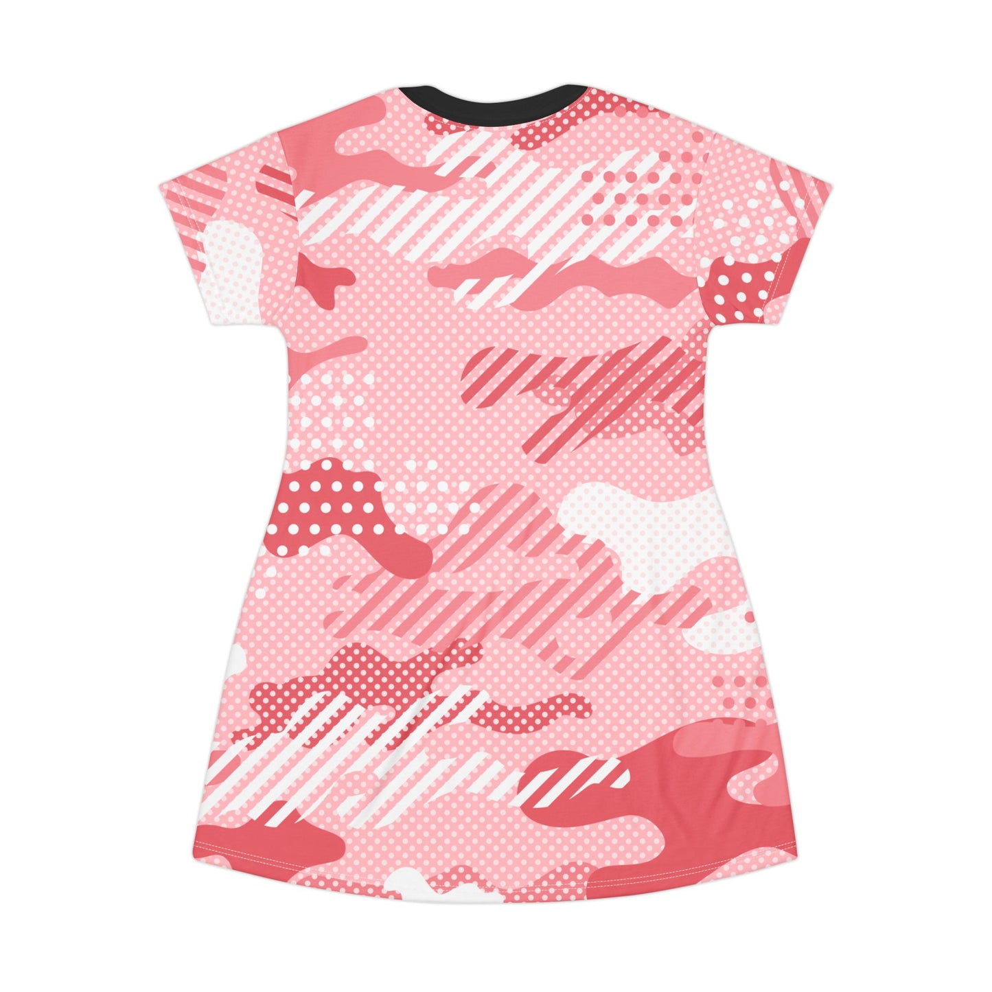 T-Shirt Dress - Pink Pop Art Camo - Opt.2 Black