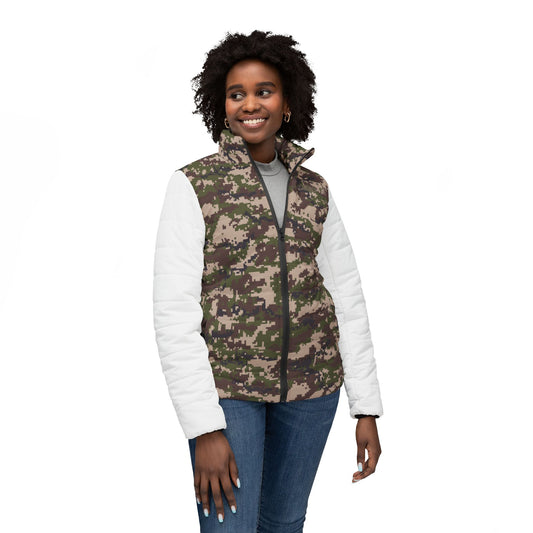 Women’s Puffer Jacket - Digital Woodland Camo - Opt.3