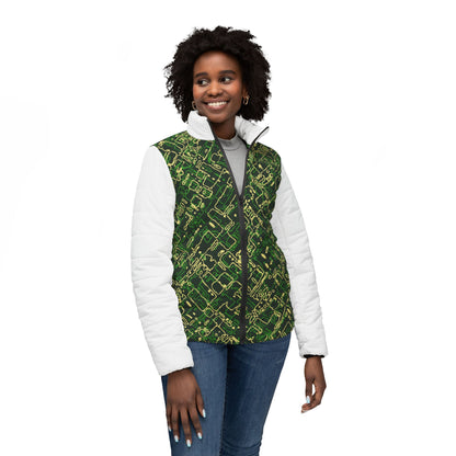 Women’s Puffer Jacket - Circuit Board Camo - Opt.4