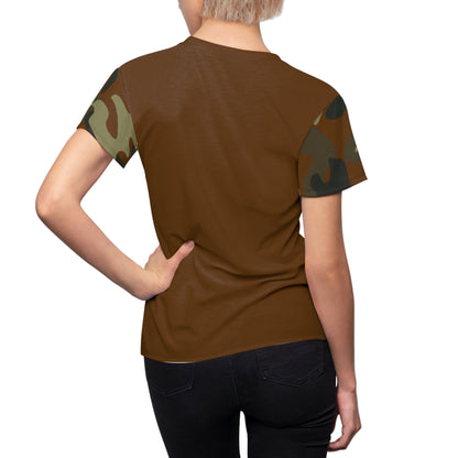 Women's Cut & Sew Tee - Woodland Puzzle Piece Camo - Opt.3 Gray