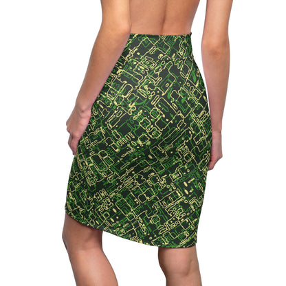 Pencil Skirt - Circuit Board Camo