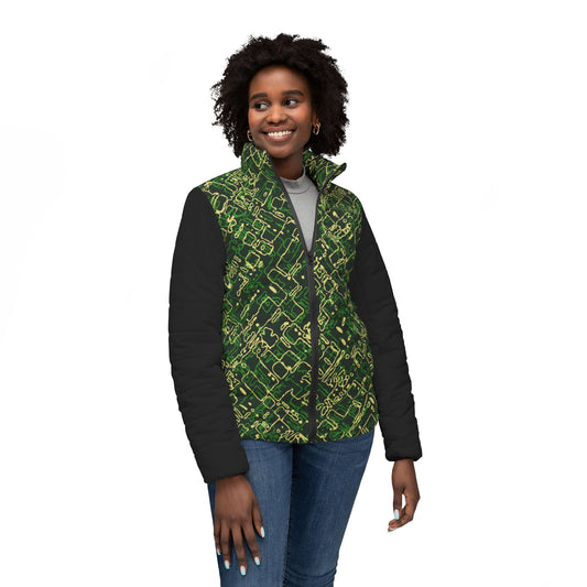 BLK Women’s Puffer Jacket - Circuit Board Camo - Opt.3