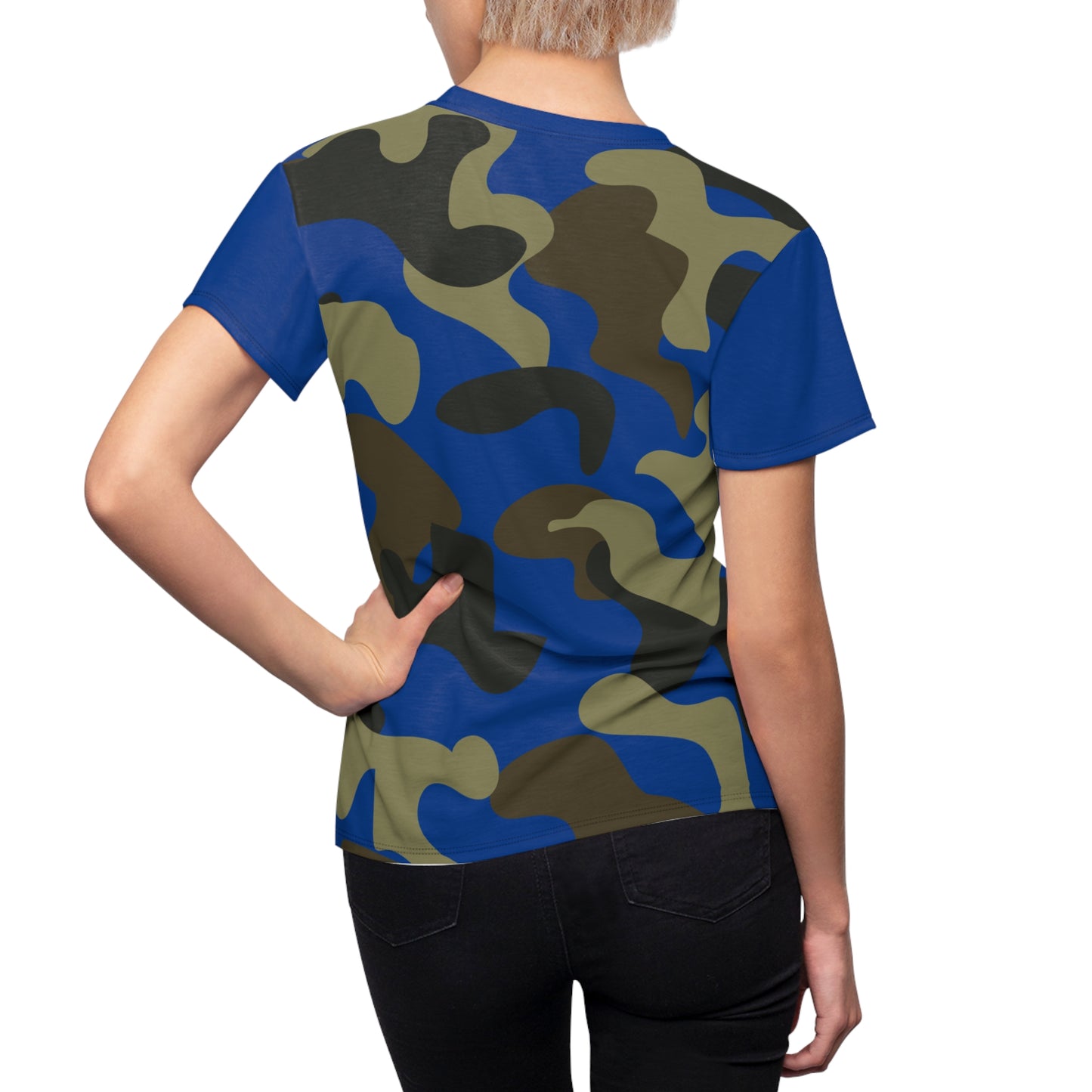 Women's Cut & Sew Tee - Woodland Puzzle Piece Camo Pink