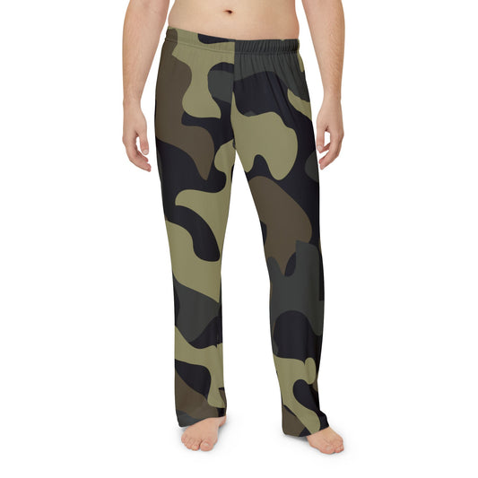 Men's Pajama Pants - Woodland Puzzle Piece Camo (BLK)