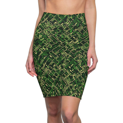 Pencil Skirt - Circuit Board Camo