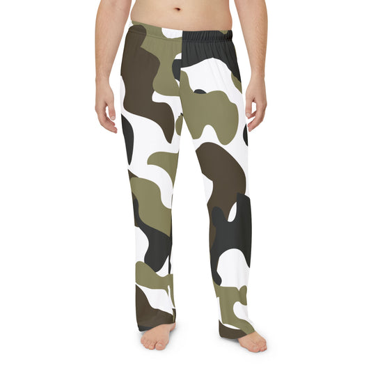 Men's Pajama Pants - Woodland Puzzle Piece Camo (WHT)