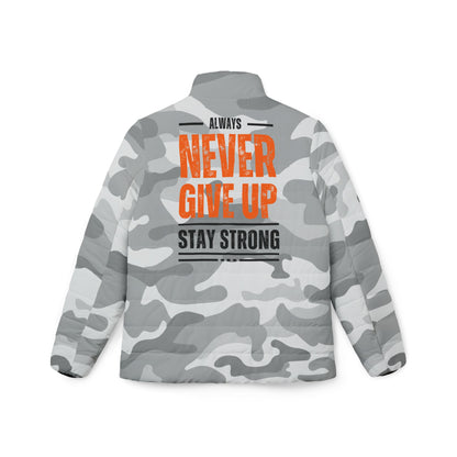 Never Give Up - Women Puffer Jacket - Snow Camo