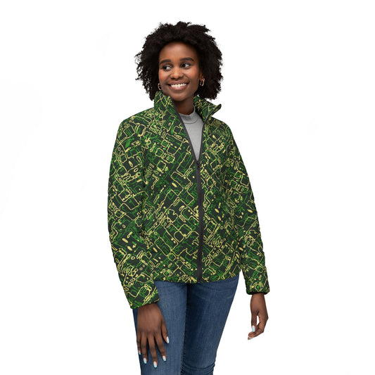 Women’s Puffer Jacket - Circuit Board Camo