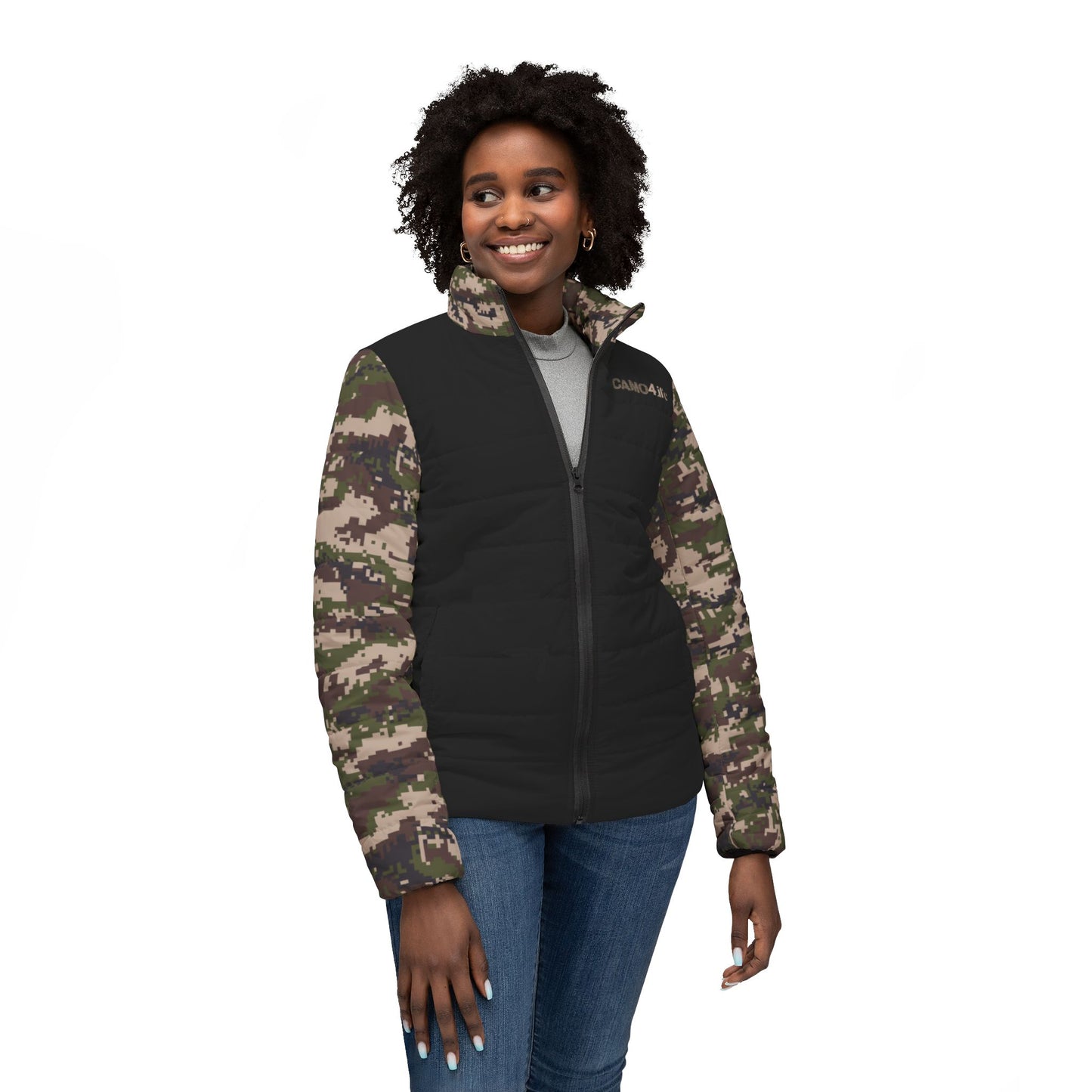 Women’s Puffer Jacket - Digital Woodland Camo - Opt.4