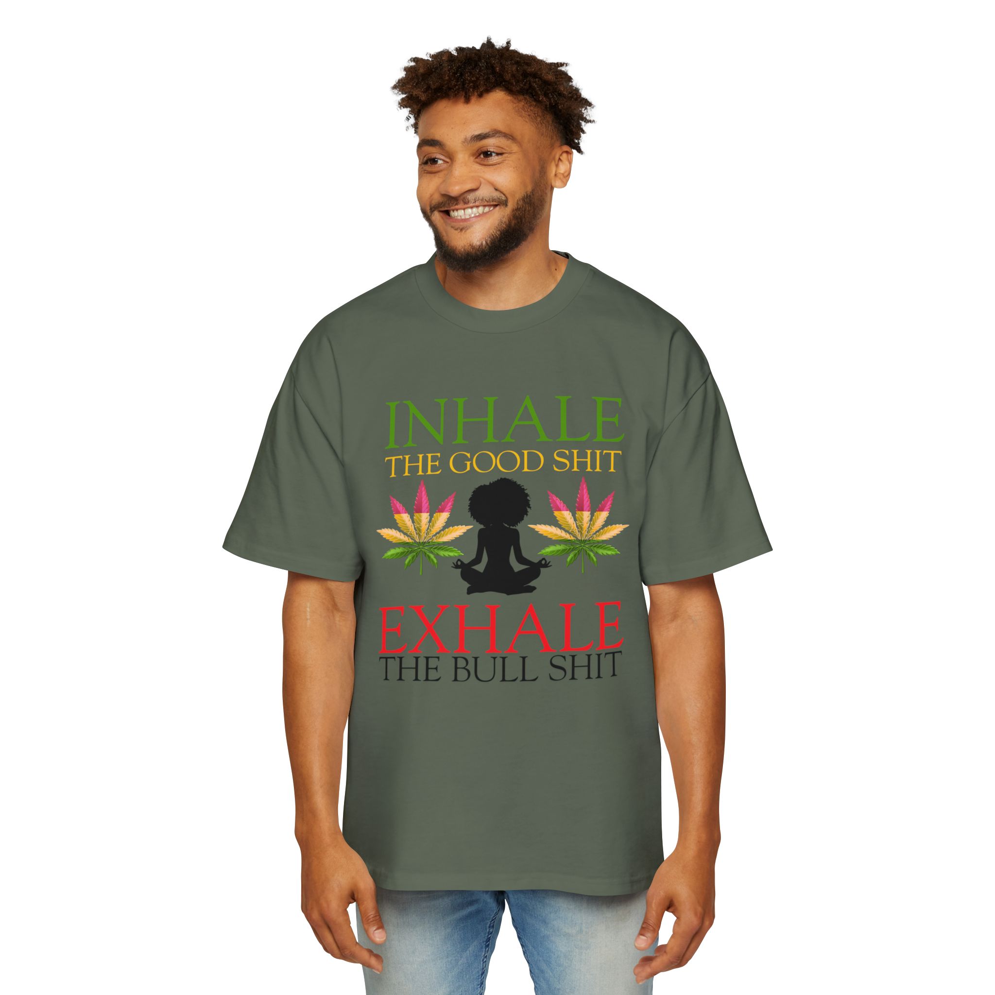 Men's Oversized Tee - Inhale the Good Shit, - Image 14