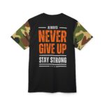 DPM Camo Unisex Cut Tee Back Printed- Never Give Up