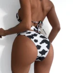 Ladies Black and White Camo Print Halter Bikini