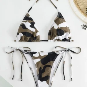 European Style - Brown Camo Triangle Bikini