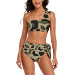 Jungle Camo Style OneShoulder Tie HighWaisted Bikini