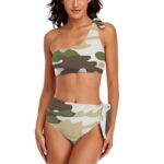 Jungle Camo Style OneShoulder Tie HighWaisted Bikini