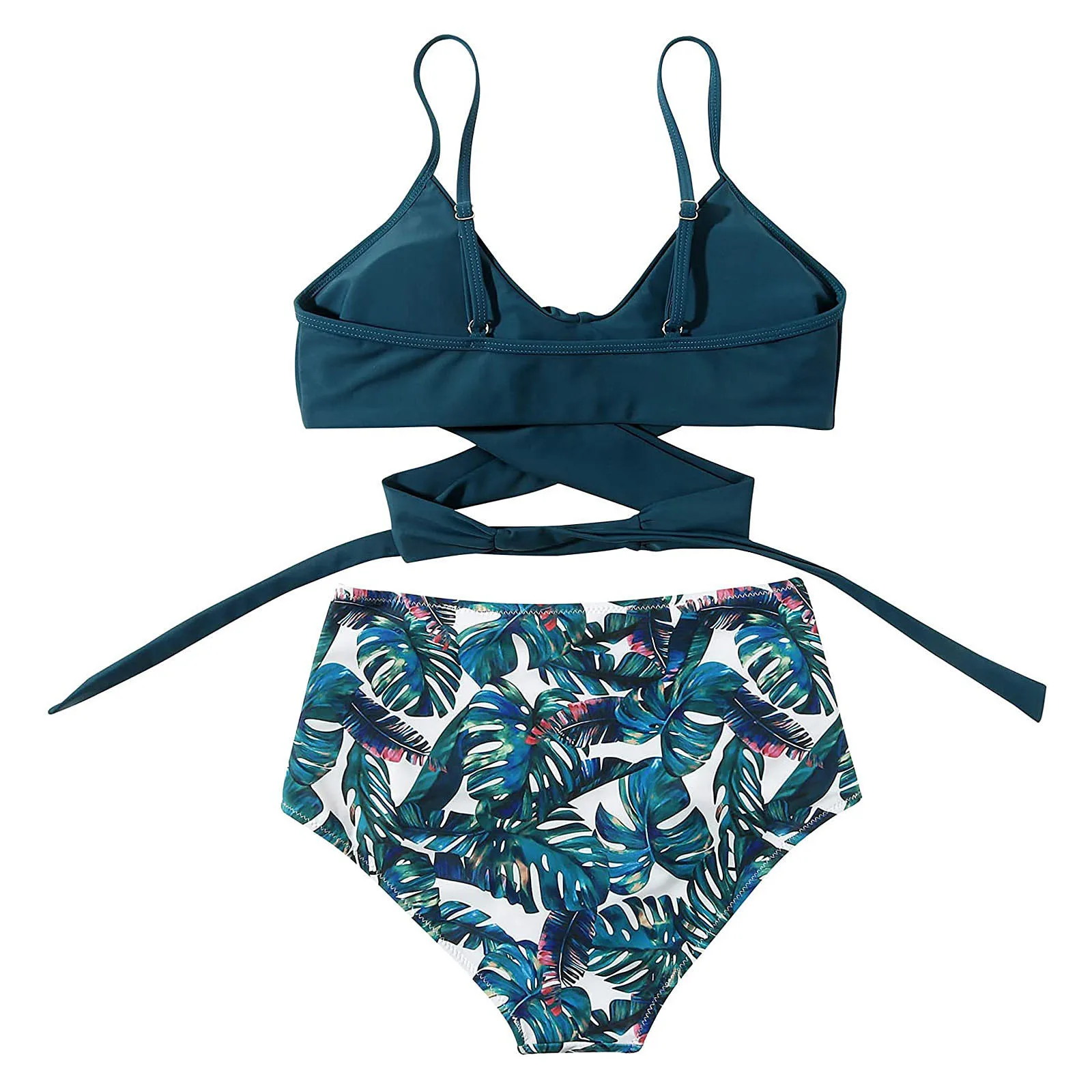 Floral Printed Women's High Waisted Two-piece Swimsuit Set - Image 6