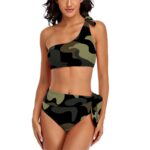 Jungle Camo Style OneShoulder Tie HighWaisted Bikini