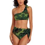 Jungle Camo Style OneShoulder Tie HighWaisted Bikini