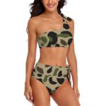 Jungle Camo Style OneShoulder Tie HighWaisted Bikini