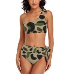 Jungle Camo Style OneShoulder Tie HighWaisted Bikini
