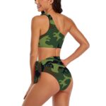 Jungle Camo Style OneShoulder Tie HighWaisted Bikini
