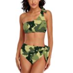 Jungle Camo Style OneShoulder Tie HighWaisted Bikini