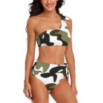 Jungle Camo Style OneShoulder Tie HighWaisted Bikini