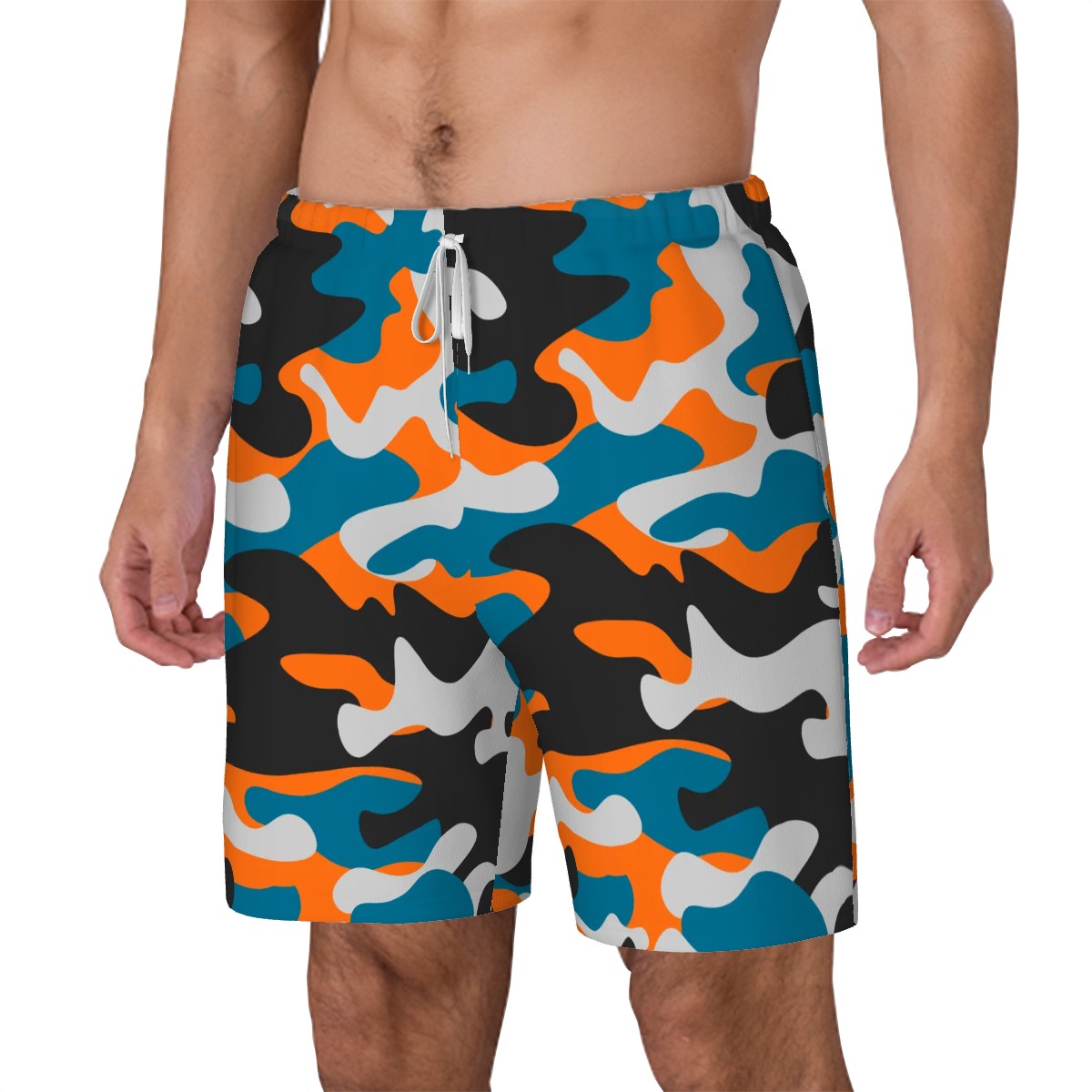 Custom Orange-Blue Urban Camo - Men's Swim Shorts - Image 6