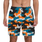Custom Orange-Blue Urban Camo – Men’s Swim Shorts