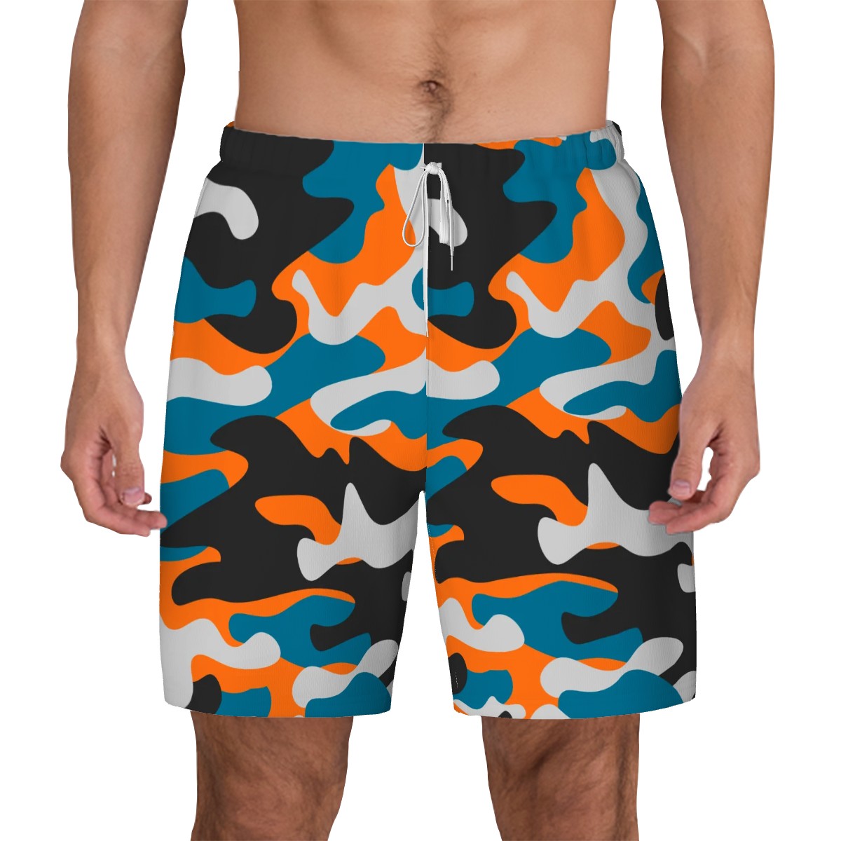 Custom Orange-Blue Urban Camo - Men's Swim Shorts - Image 2