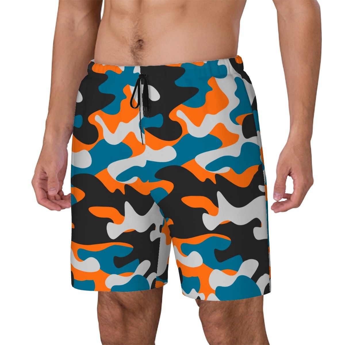 Custom Orange-Blue Urban Camo - Men's Swim Shorts - Image 3