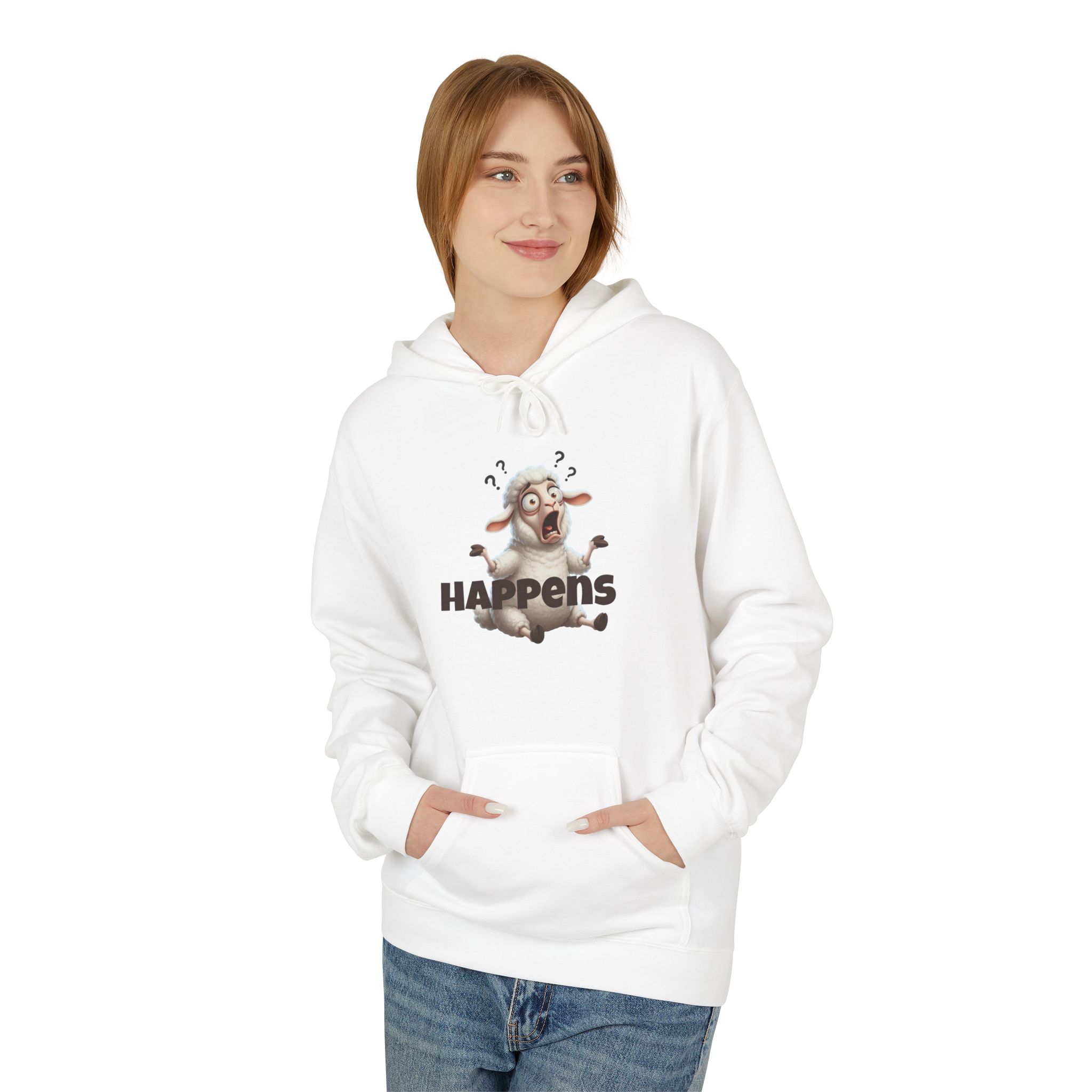 Unisex Fleece Pullover Hoodie - Funny Sheep Happens - Image 3