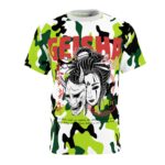 Geisha Mask Camo Tee — Bold Japanese-Inspired Graphic Shirt